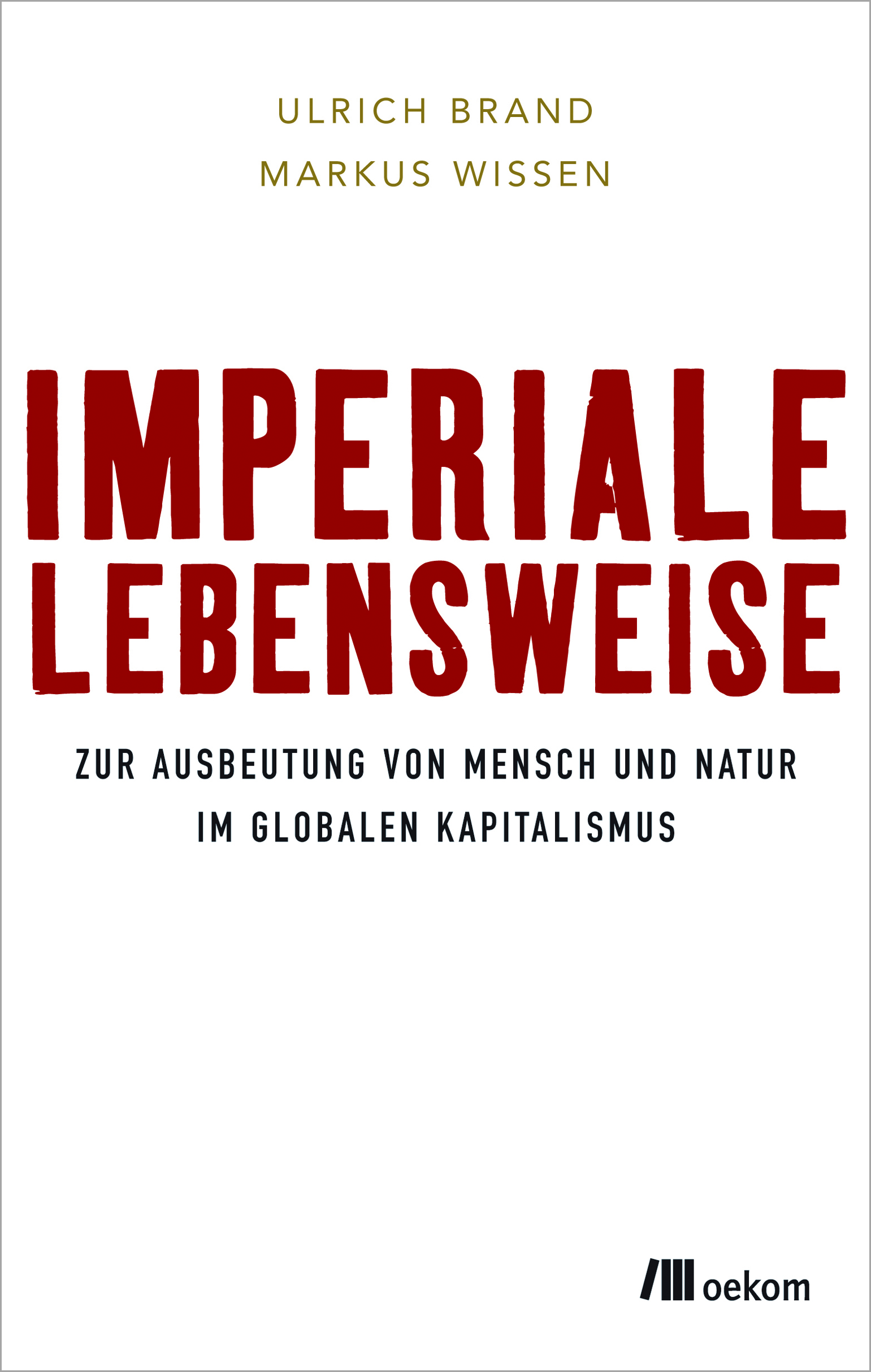 Glatt weißer Hintergrund mit dem Titel des Buches in großen roten Buchstaben. Der Untertitel ist klein und schwarz.